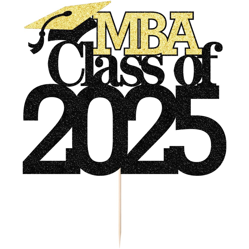 Photo 1 of Kaoenla Class of 2025 MBA Graduate Graduation Cake Topper, Congrats Grad, You Did It, Congratulations Master of Business Administration College Graduation Party Decorations Supplies (black gold)