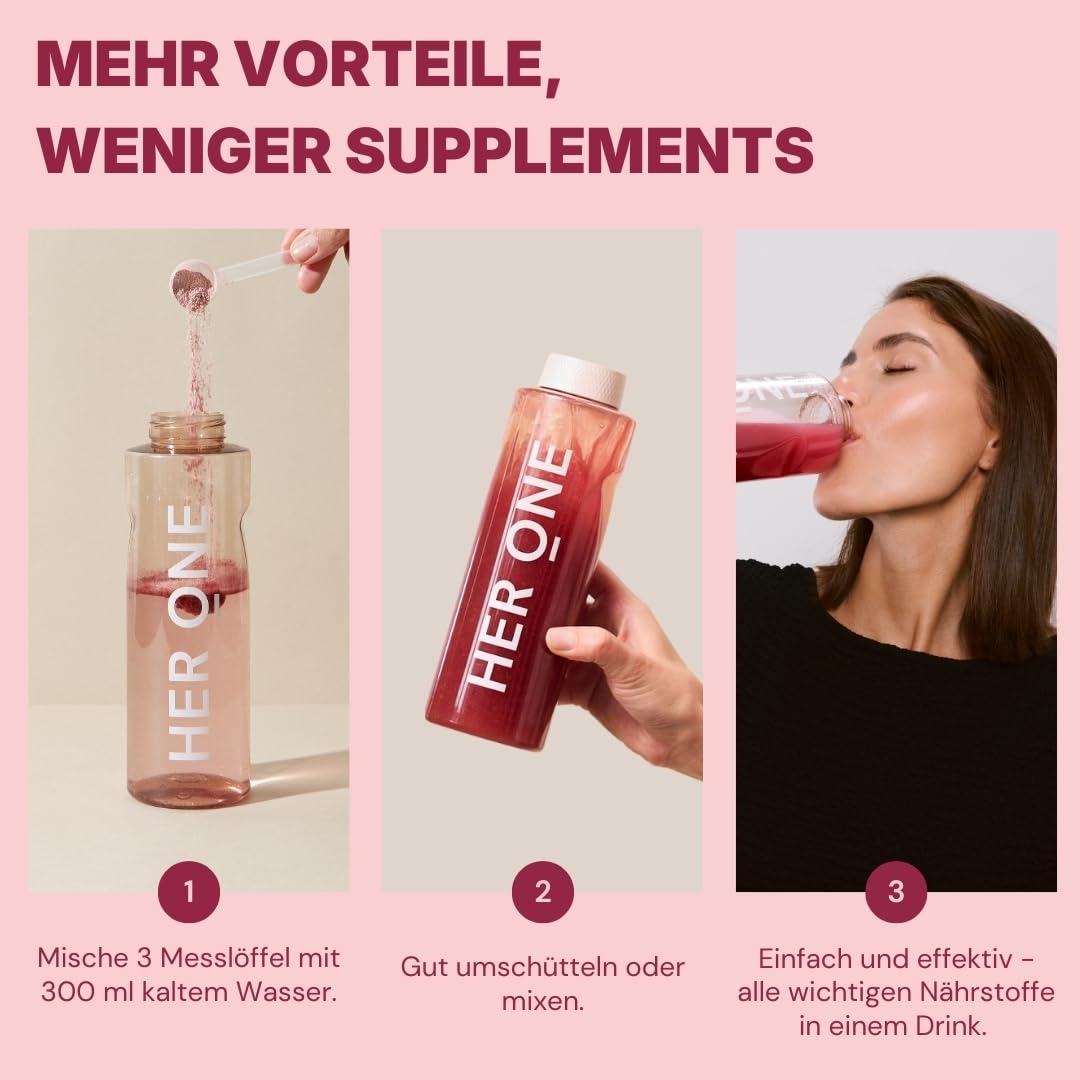 HER ONE INNER BEAUTY All in One | Vitamin Komplex hochdosiert als Multivitamin Pulver | Multivitamine & Mineralstoffe für Frauen | Multivitaminpräparate & Mineralien | Beauty Drink | 30 Portionen 4