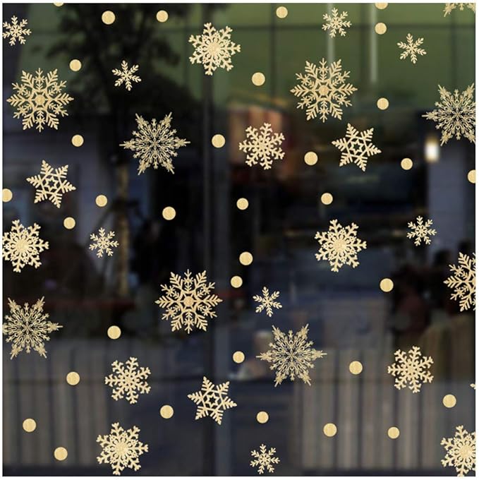 Gold Snowflakes Window Clings Decal Stickers