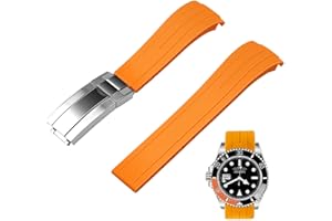 Juntan 20mm 22mm Curved End Rubber Watch Band, Tapered Silicone Curved Replacement Watch Strap for Men Women with Classic Diving Buckle