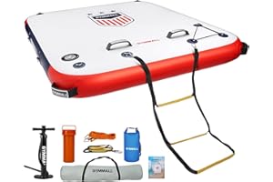 GYMMALL Inflatable Floating Dock Platform, 5FT/ 6FT/ 8FT/ 10FT/ 12FT Air Dock Platform Floating Island Raft with None-Slip Surface, 6in Thick Water Floating Dock Mat for Swimming Pool Lake Beach Ocean