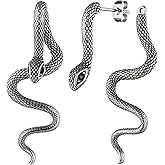 HZMAN Retro Snake Earrings for Women Stainless Steel Gothic Punk Snake Stud Earring Biker Party Jewelry Gift