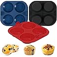 Webake 3PCS Silicone Air Fryer Muffin Pan for Baking 4 Cavity Air Fryer Cupcake Pans Non Stick Food Grade and BPA Free Muffin