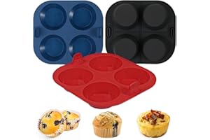 Webake 3PCS Silicone Air Fryer Muffin Pan for Baking 4 Cavity Air Fryer Cupcake Pans Non Stick Food Grade and BPA Free Muffin