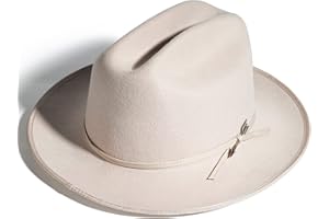 YESCRIBIR Open Road Hat Fedora Hat Pure Wool Felt Hat Vintage Rancher Hat Airway Vented Panama Hats for Men Women