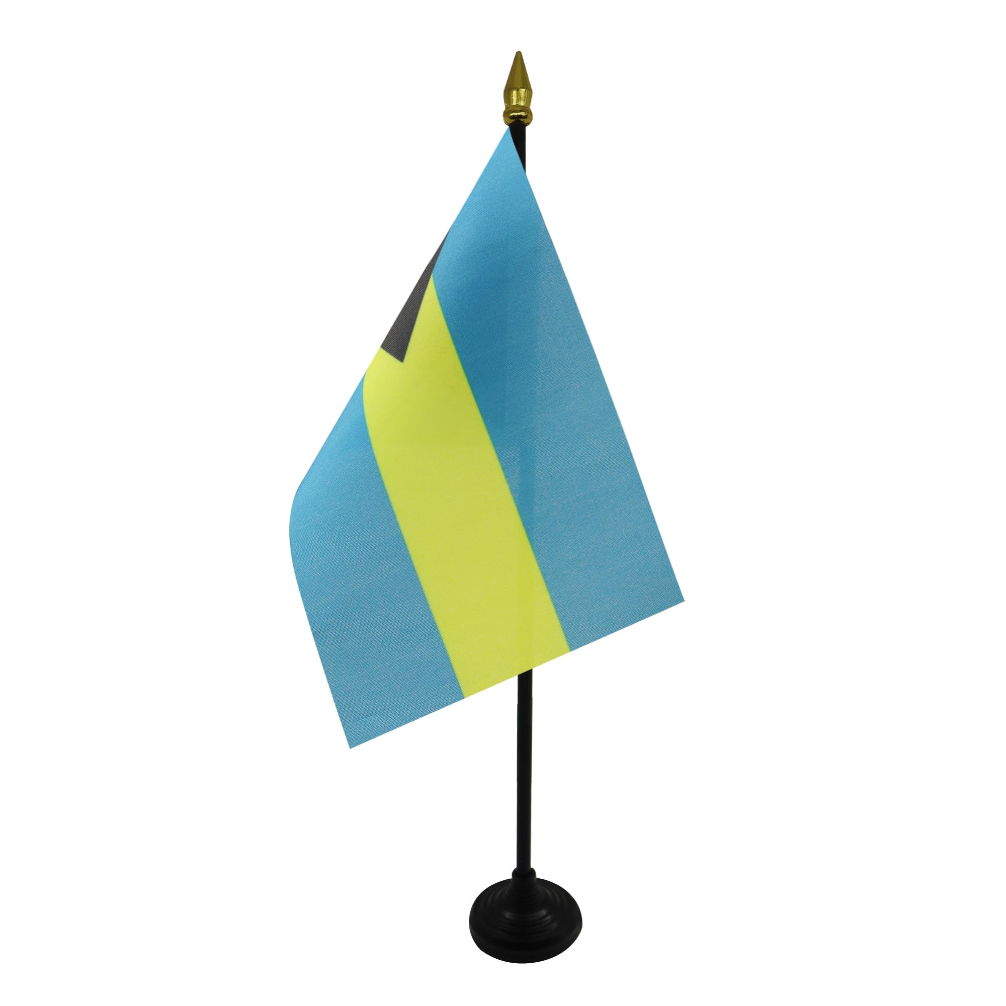 AZ FLAG - Bahamas Table Flag 4'' x 6'' - Bahamian Mini Desk Flag 100% Polyester 15 x 10 cm - Office Mini Banner with 10'' Pole - Golden Spear