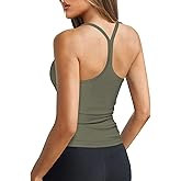 Hragc Womens Halter Tops Scoop Neck Spaghetti Strap Racerback Tank for Women Sexy Low Cut Ribbed Fitted Workout Camisole Top