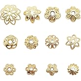 INSPIRELLE 120pcs Bead Caps Gold Plated Long-Lasting Metal Filigree Flower Cup Shape Bead for Jewelry Bracelet Necklace Making