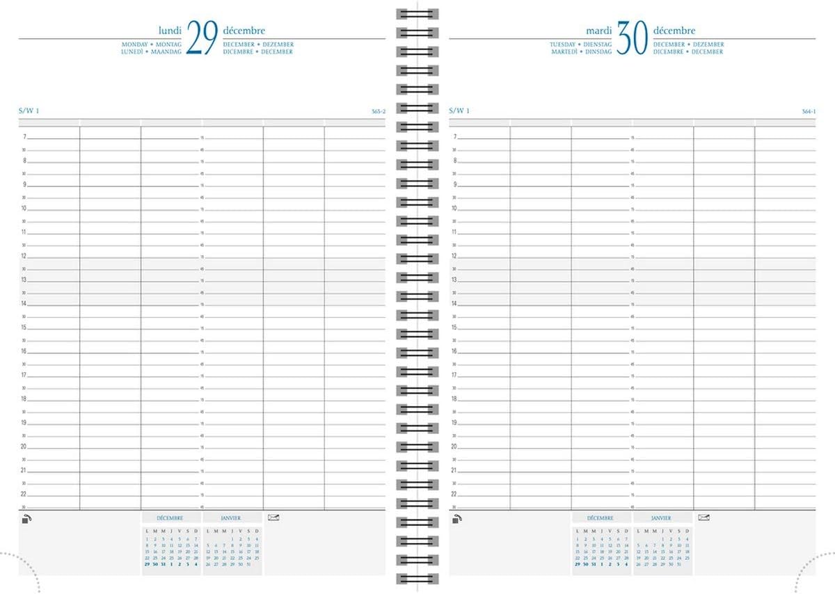 Exacompta - 296122E - Time 29S Spiral Lined Canvas Daily Diary - 21 cm x 29.7 cm - January 2025 to December 2025 - Blue - Image 3