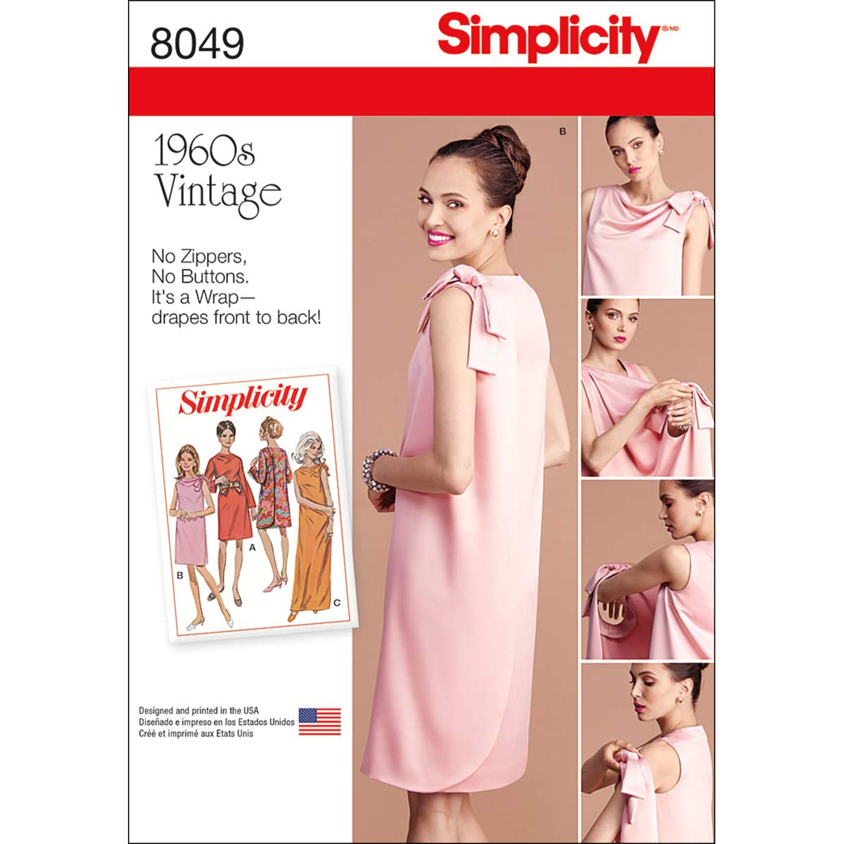 Simplicity Sewing Pattern 8049U5 Misses' Vintage 1960's Three Armhole Dress, Paper, White, U5 (16-18-20-22-24)