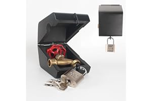 POSNALAND Outdoor Faucet Locking System with Padlock,Insulated Spigot Lock Cover,Garden Hose Bib Lockout,Freeze Protection,Prevents Water Theft and Stops Unauthorized Use of Water,FIT 1/2” & 3/4" Faucet, Black