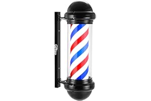 WDZD 29'' Barber Pole Light, Red White Blue Rotating Hair Salon Open Sign, Wall Mount, Save Energy