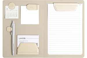 LHiDS Creative Magnetic Business Portfolio Lite Resume Padfolio Organizer with Clipboard, Paper Clip, Writing Pad, Pen/Card Holder, Magnetic Closure for Work, School and More (Apricot, A5)