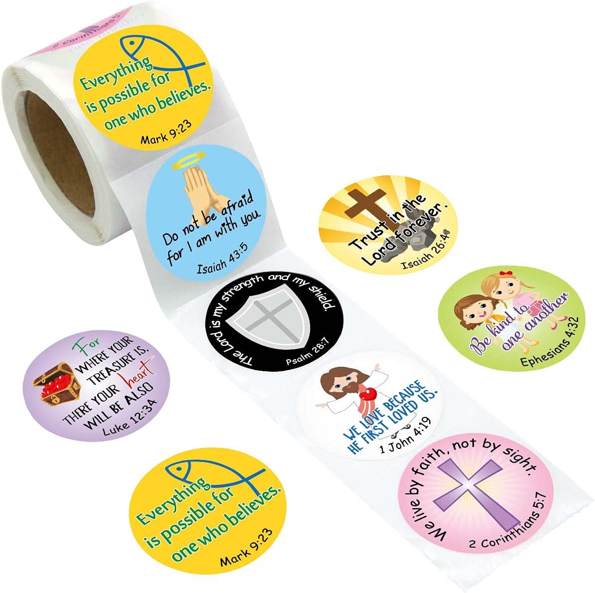 Bible Verse Stickers Christian Scripture Quotes for Church VBS 200PCS Per Roll