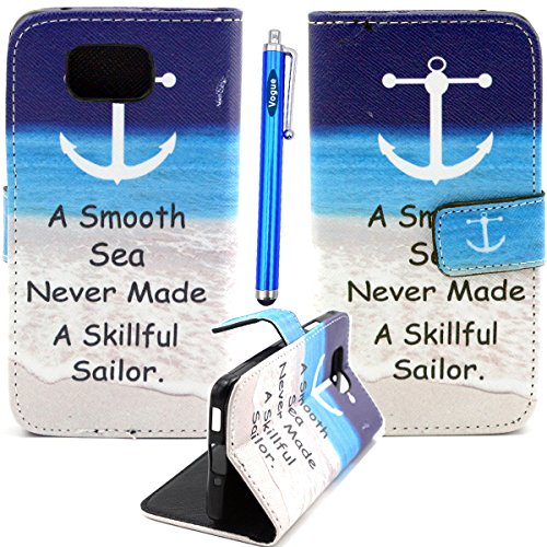 Galaxy Alpha Case,Galaxy Alpha Leather Case,Leather Case,Vogue Shop Fashion Pattern Premium PU Leather Wallet [Stand Feature] [Flip Cover]Type Magnet Design Flip Protective Pouch Skin Case Cover with All-around TPU Inner Case and Snap Button Closure Stylish design and Foilo with Foldable Stand,Smart Bracket, Pockets for ID, Credit Cards ,cash (Built-in Card Slots and cash/bill money slot) - Blue Flip Case Armor Protection Defender Case Cover for Samsung Galaxy Alpha G850 with 1 Stylus/one screen touch pen [ Samsung Galaxy Alpha / G850 ] (Vogue shop-A smooth Sea)