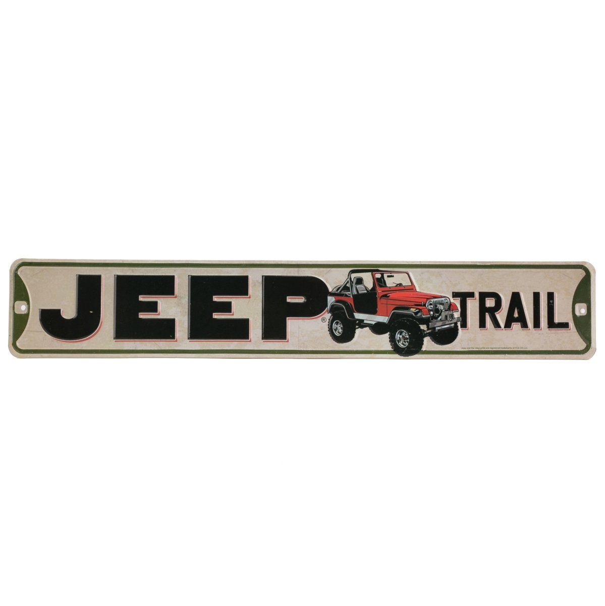 Jeep Trail Embossed Metal Street Sign - Vintage Jeep Sign for Garage or Man Cave