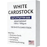 Veritas White Cardstock 8.5 x 11&rdquo;, 110LB Index/199GSM Heavyweight Card Stock, 100 Sheets, Thick Cardstock Printer Paper for Copy, Printing, Art Projects, Invitations, Made In USA