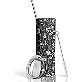 Moon Phase Gothic Gifts for Women Goth Tumbler with Lid and Straw, 20 oz Insulated Stainless Steel Travel Coffee Mug, Witchy Tumbler Cup Black Halloween Spooky Gift, Birthday Christmas Witch Stuff
