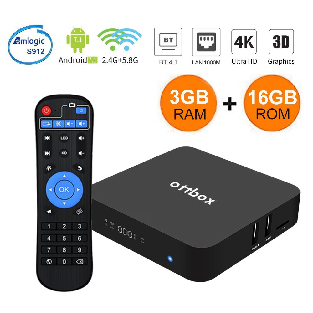 ã€S912 3GB+16GBã€‘ Android 7.1 TV Box [Octa Core] 64 Bits Processor 3D 4K Dual-WiFi 2.4GHz/5GHz Wireless with BT 4.1 Smart TV Box-Z Turbo by KUD