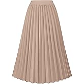 GOLDSTITCH Women's High Waist Pleated Skirt A line Swing Midi Skirt