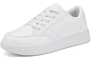 DSWED Unisex-Child Leather Lightweight Breathable Knit Athletic Running Sneakers for Kids Shoes for Boys Girls