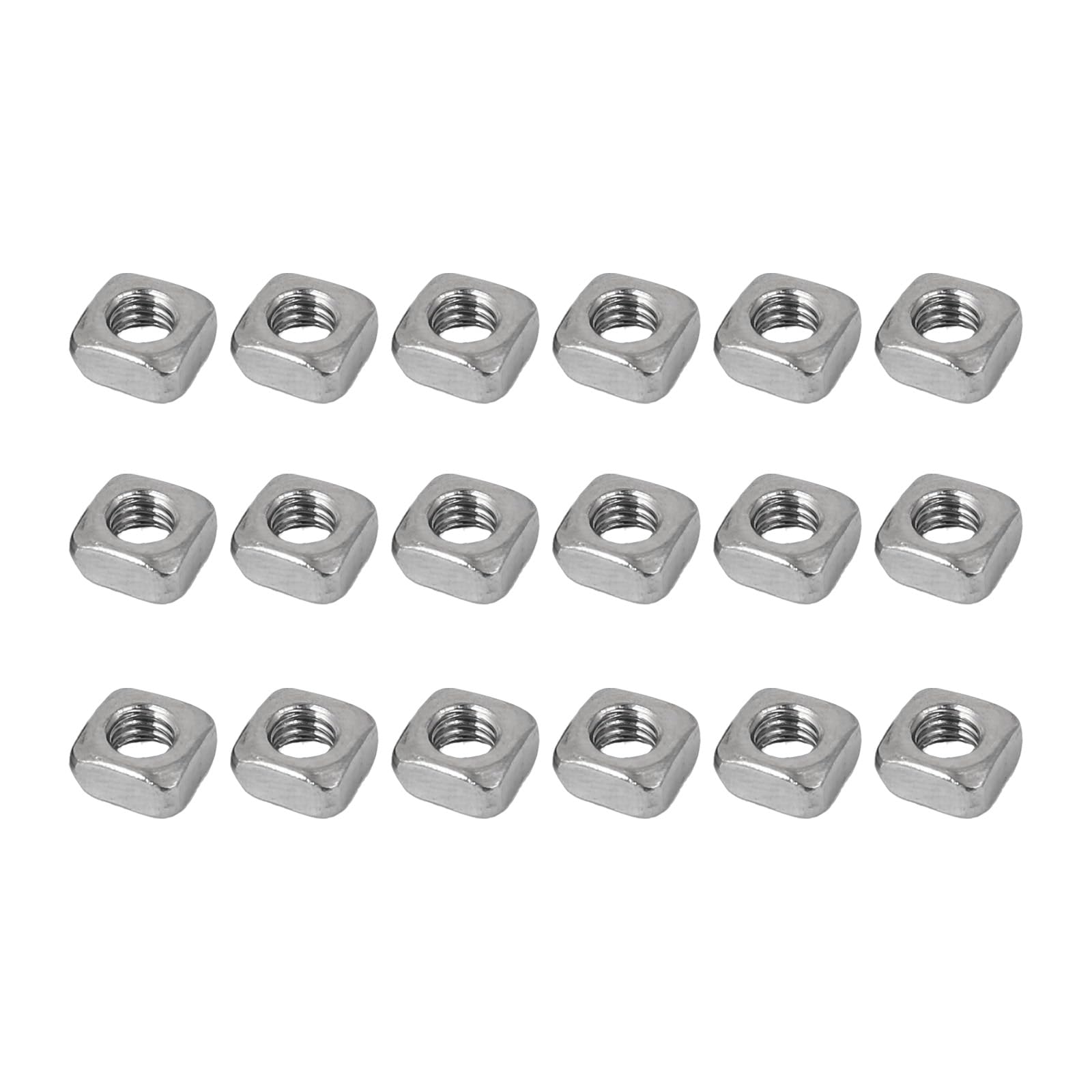 METALLIXITY Square Nuts (M4x7mmx3mm/M4x0.28"x0.12") 100Pcs, 304 Stainless Steel Square Machine Screw Nuts - for Indoor and Outdoor, Silver