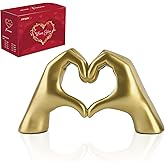 AWAIOY Small Heart Hands Sculpture, Gold Home Decor Modern Style for Living Room Bedroom Bookshelf Office Decorations, Love Finger Statue, Memorial Gift for Families Friends