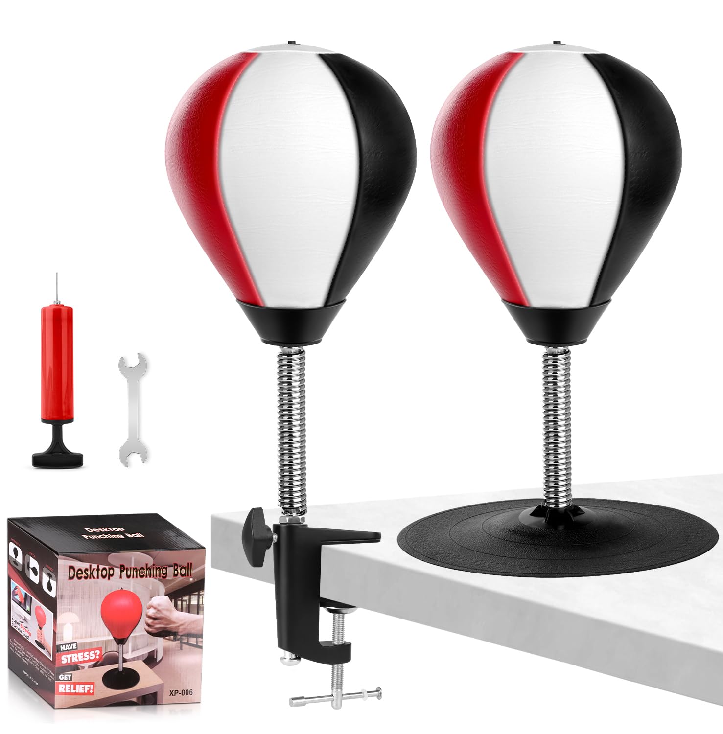 Photo 1 of Large Desktop Punching Bag - Suctions to Your Desk, Stress Relief Boxing Bag Speed Balls with Metal Clamp & Strong Suction Cup, Funny White Elephant Gifts for Boss, Coworker