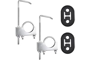 LEONTOOL 4 Pcs Exhaust Clamp with Hanger Rear Muffler Hangers Universal Exhausts System Hanger, Rear Muffler Hangers for 2-1/