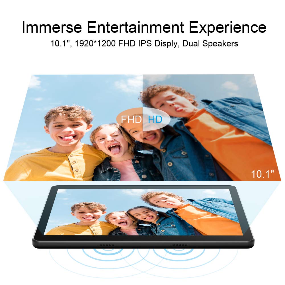 Dragon Touch Max10 Android 10.1 inch Tablet with Octa-Core Processor, 3GB RAM, 32GB Storage, 1080P FHD Display, Android 10, 5G Wi-Fi, GPS, Type C Port, Black