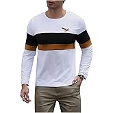 VIPWOLF Men's Letter Graphic Long Sleeve Shirts Slim Fit Round Neck Casual Tee Tops Streetwear