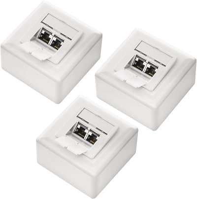 deleyCON CAT6a Network Socket Set - 3x Fully Shielded RJ45 Ethernet Wall Plates