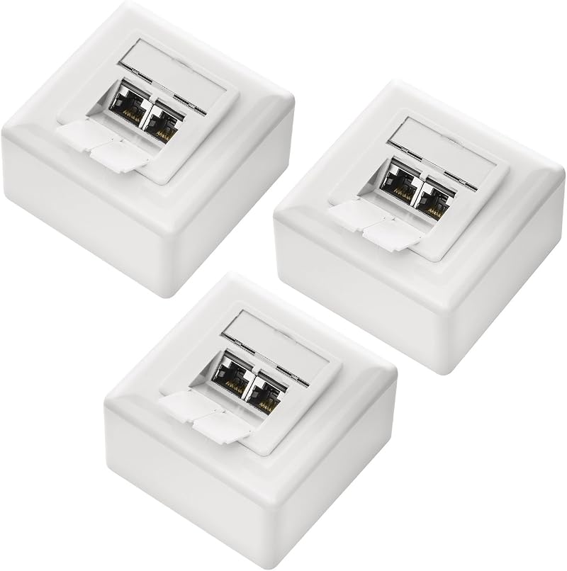 deleyCON CAT6a Network Socket Set - 3x Fully Shielded RJ45 Ethernet Wall Plates
