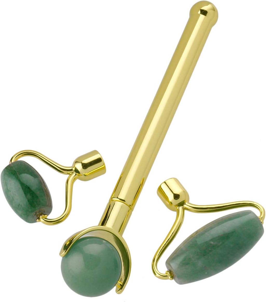 mookaitedecor Natural Green Aventurine Crystal Roller for Face 3 in 1 - Image 4