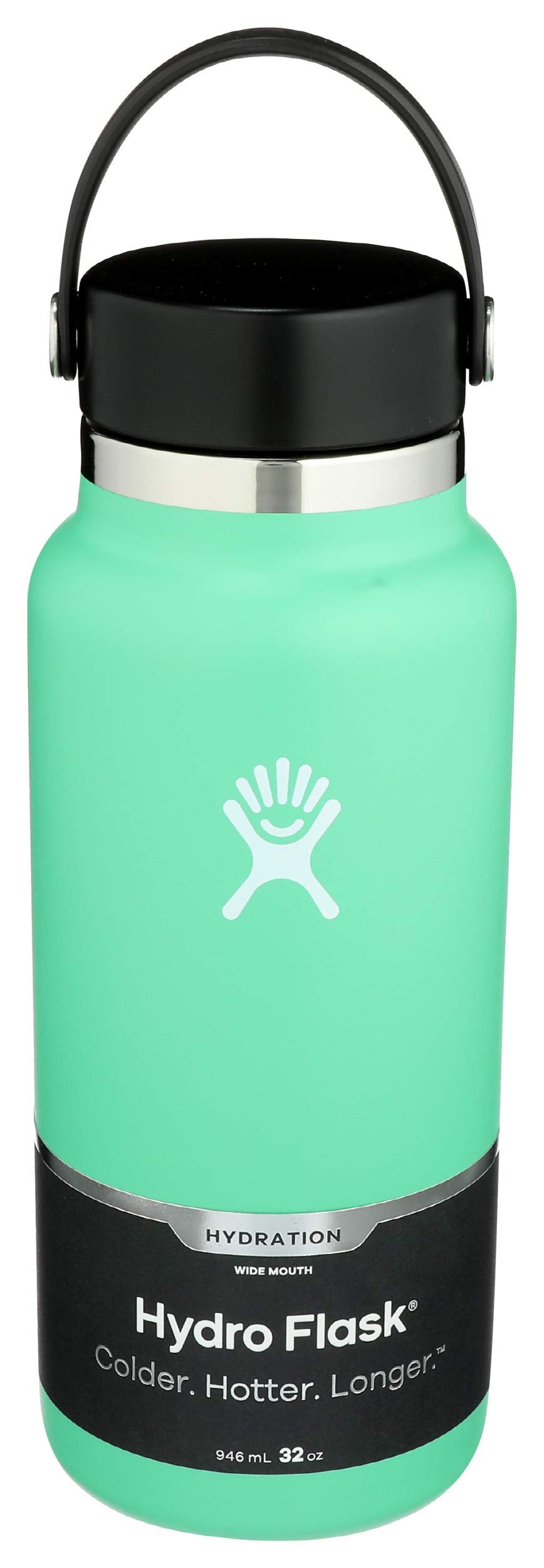 HYDRO FLASK - Water Bottle 946 ml (32 oz) - Vacuum Insulated Stainless Steel Water Bottle Flask with Leak Proof Flex Cap with Strap - BPA-Free - Wide Mouth - Spearmint