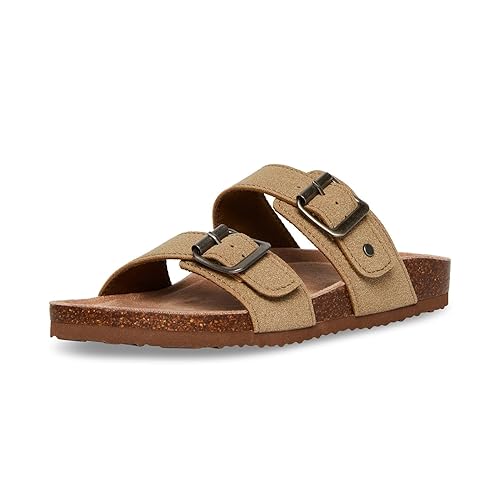 Madden Girl Women's Brando Slide Sandal, Taupe Fabric, in
