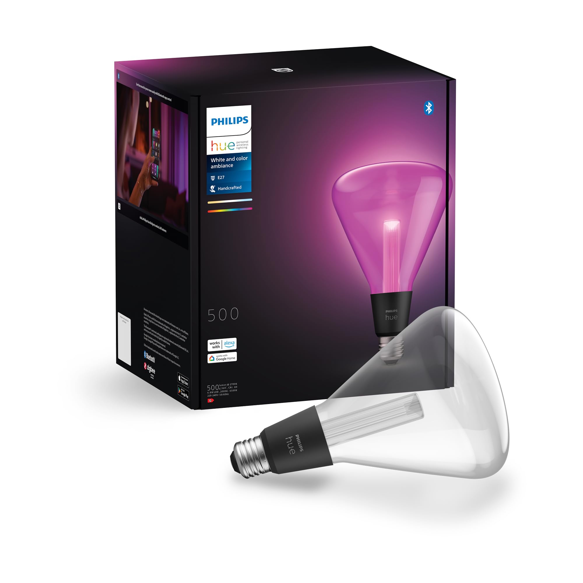Philips Hue Lightguide Triangle Smart Bulb, White and Color Light, Bluetooth Compatible, Voice Control with Alexa, Apple Home & Google Assistant — image 1