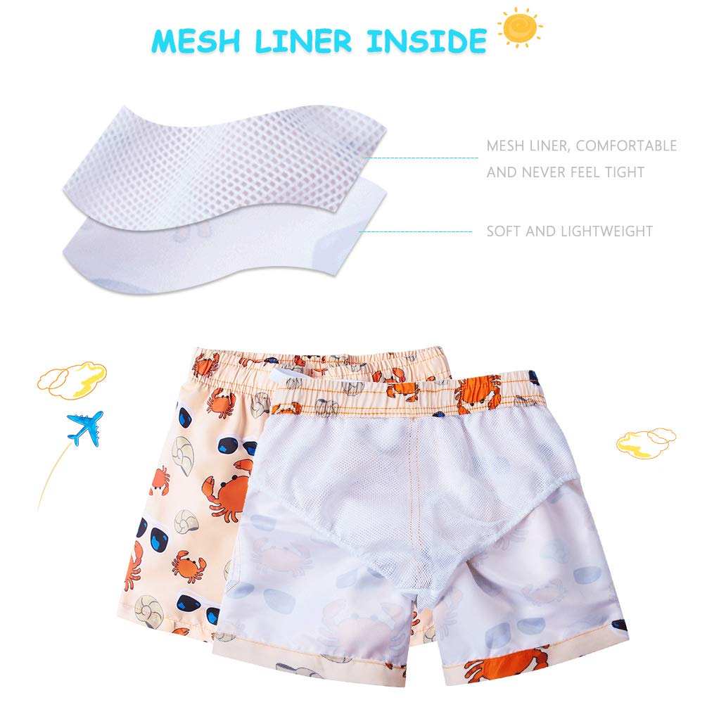 Vogseek Pantalones Cortos Kids\'Pants Playa natación Troncos Cordones Rayas Shorts Playera Impresa de Color Caqui/Naranja