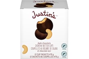 Justin's Dark Chocolate Cashew Butter Cups |Organic | Vegan | Non-GMO | Gluten-Free | Kosher (40g) 12 Count