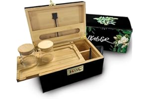 IXIGER Rolling Tray Set with Stash Box & Lockable Storage Box - Complete Rolling Tray Set for Cigarette Rolling, Storage & Organization - Durable & Stylish Rolling Tray for Smokers