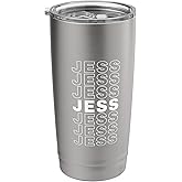 I Love Jess Retro Pattern Personalized First Name Stainless Steel Insulated Tumbler