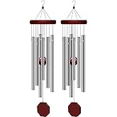 2 Pack Pgzsy Memorial Wind Chimes Outdoor Large Deep Tone, Elegant Sympathy Wind-Chime Personalized with 6 Tuned Tubes for Garden Patio Balcony and Home