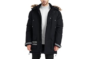 YGREYG Winter Jackets for Men Winter Coats Reflective Warm Water Resistant Hooded Work Utility Safety Outerwear