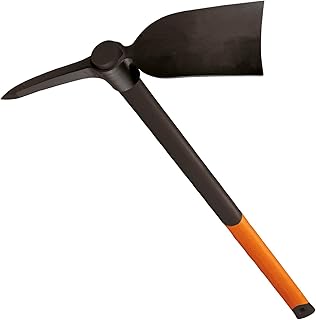 Fiskars Spitz- und Breithacke, Länge: 90 cm, Gewicht 3 kg, Karbonstahl-Kopf/Glasfaserverstärkter Kunststoff-Griff, Schwarz/Orange, 1002209