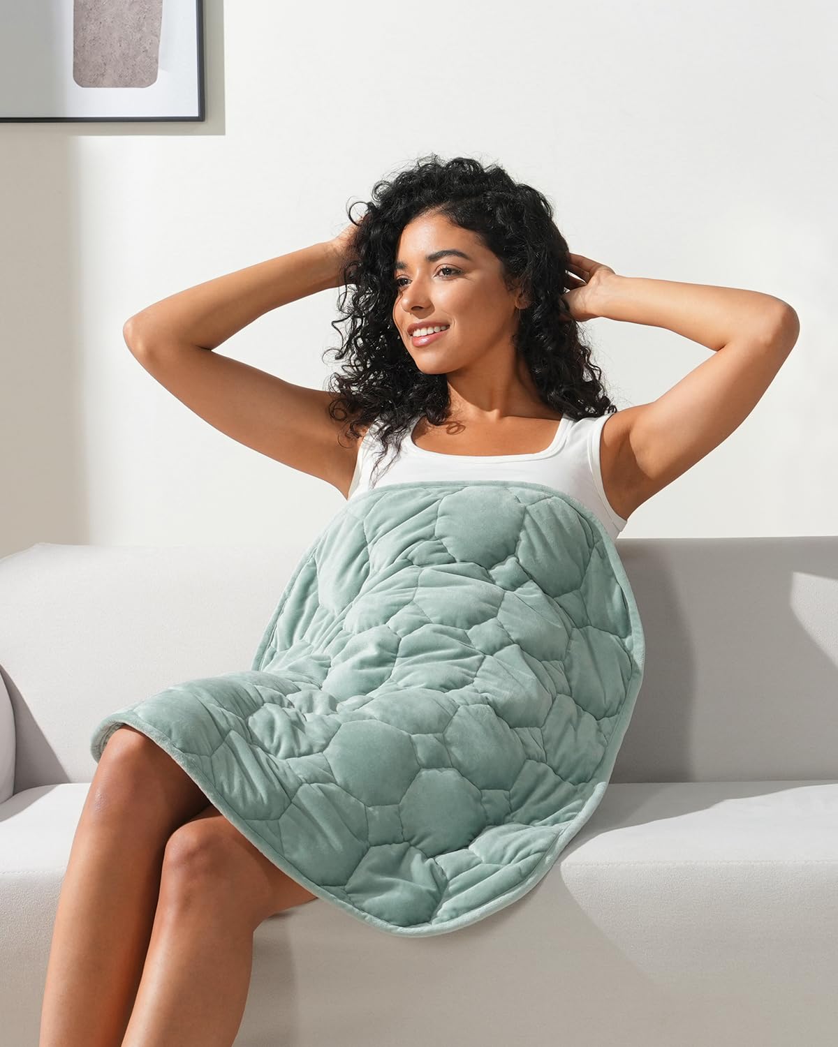 Photo 1 of Kivik Weighted Lap Blanket Adults, 7 lbs Weighted Pad, 24"x29", Sage Green, Heavy Travel Blankets Throw, Small & Mini Portable Pads, Breathable & Warm Gift