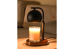 Cawalap Candle Warmer Lamp - Candle Warmer with Timer Dimmable Compatible with Jar Candles, Metal Top Candle Warmer with 2 Bulbs for Candle Warmer Lamps Black Round Black