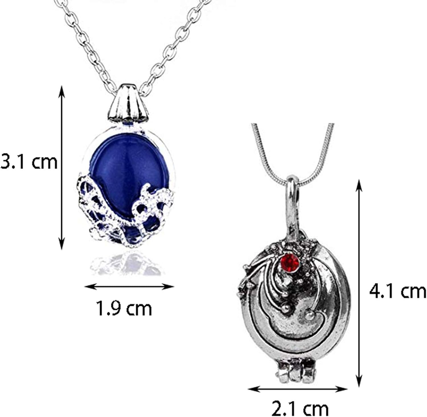 YouU 2 Pcs The Vampire Diaries Elena Gilbert Opening Vervain Locket Pendant Necklace and Daywalking Katherine Necklace Pendant Charm Necklace-Royal Blue with Transparent Box: Clothing