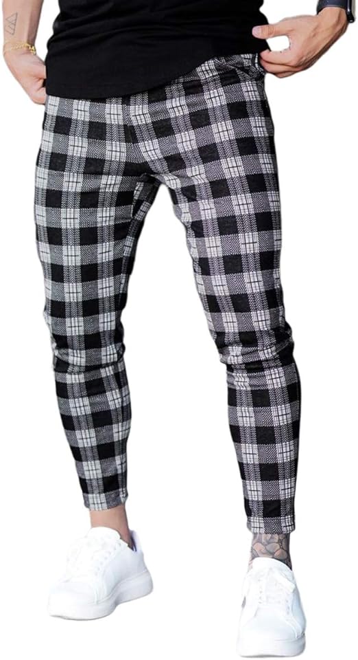 Mens plaid pencil pants Clearance