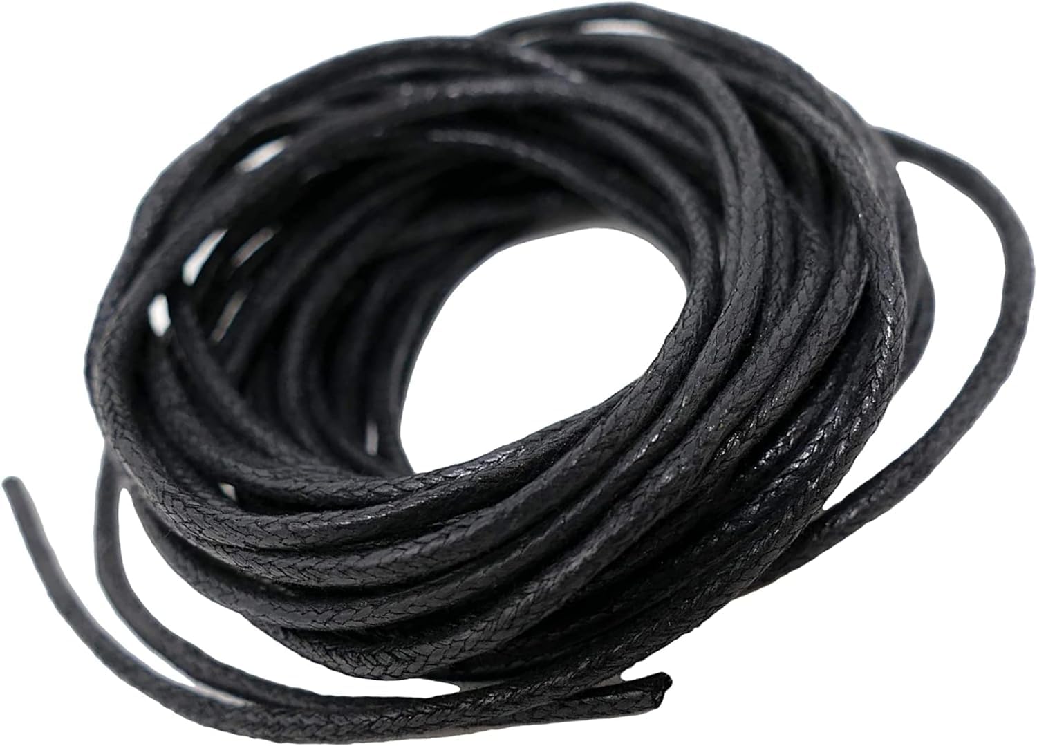 Black Waxed Cotton Cord 1.5mm - 5 Metres - Necklace Cord, Bracelet Thread, Beading String - For Jewellery Making, Macrame, and DIY Projects