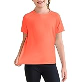 Haloumoning Girls Athletic Shirts Short Sleeve Quick Dry T-Shirt Kids Summer Tee Tops 5-14Y